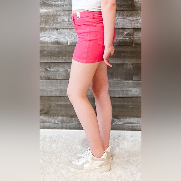 judy blue high waist magenta garment dyed shorts pocket embroidery JB150266REG - Picture 11 of 16